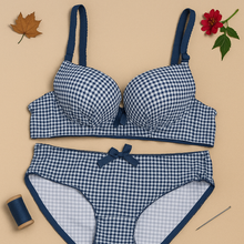Load image into Gallery viewer, Bow Dotted Wired Cotton Pushup Bra Set