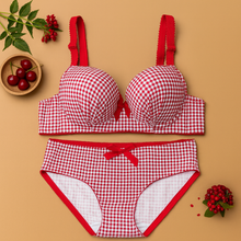 Load image into Gallery viewer, Bow Dotted Wired Cotton Pushup Bra Set
