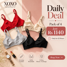 Load image into Gallery viewer, Pack of 4 Essential Xoxo Cotton Bras