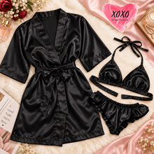 Load image into Gallery viewer, 3 Piece Silk Gown & Bikni Set