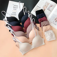 Load image into Gallery viewer, Deep Cleavage Different Strips Smooth Single Padded Bra &amp; Underwear Set
