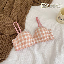 Load image into Gallery viewer, Check Design Hand Shape Half Cup Padded Bra

