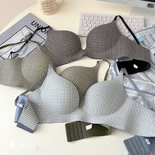Load image into Gallery viewer, Check Design Hand Shape Medium Padded Deep Cleavage Bra
