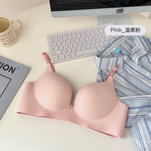 Load image into Gallery viewer, Check Design Hand Shape Medium Padded Deep Cleavage Bra

