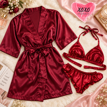 Load image into Gallery viewer, 3 Piece Silk Gown &amp; Bikni Set
