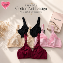 Load image into Gallery viewer, Pack of 4 Cotton Net Design Very Soft Daily Wear Bra
