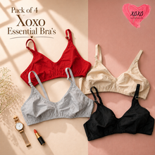 Load image into Gallery viewer, Pack of 4 Essential Xoxo Cotton Bras
