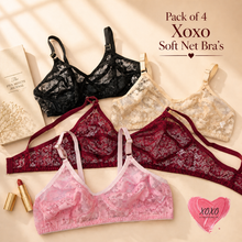 Load image into Gallery viewer, Pack of 4 Xoxo Soft Net Daily Wear Bra's
