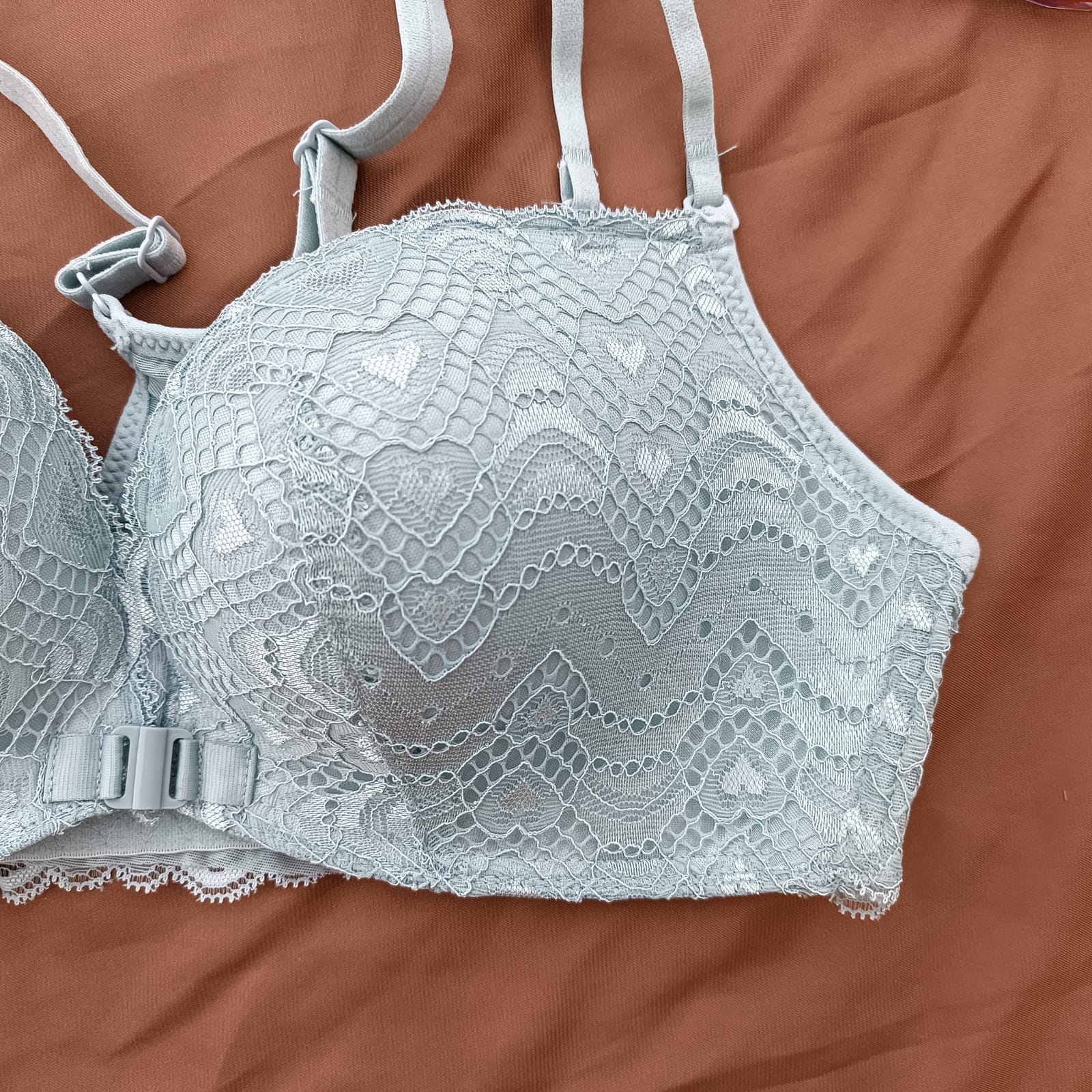 Front Open Net Laced Padded Bra