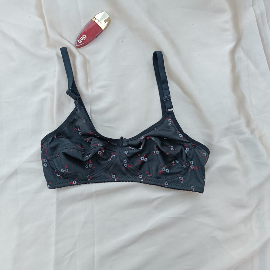 Small Flowers Simple Non Padded Basic Bra