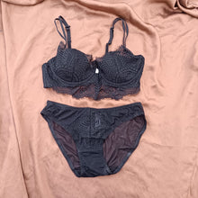 Load image into Gallery viewer, Very Thin Padded Half Cup Pushup Wired  Net Bra &amp; Panty Set
